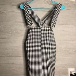 checkered overall dress